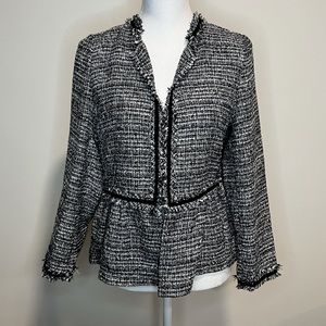 ZARA Open Front Tweed Peplum Blazer Jacket